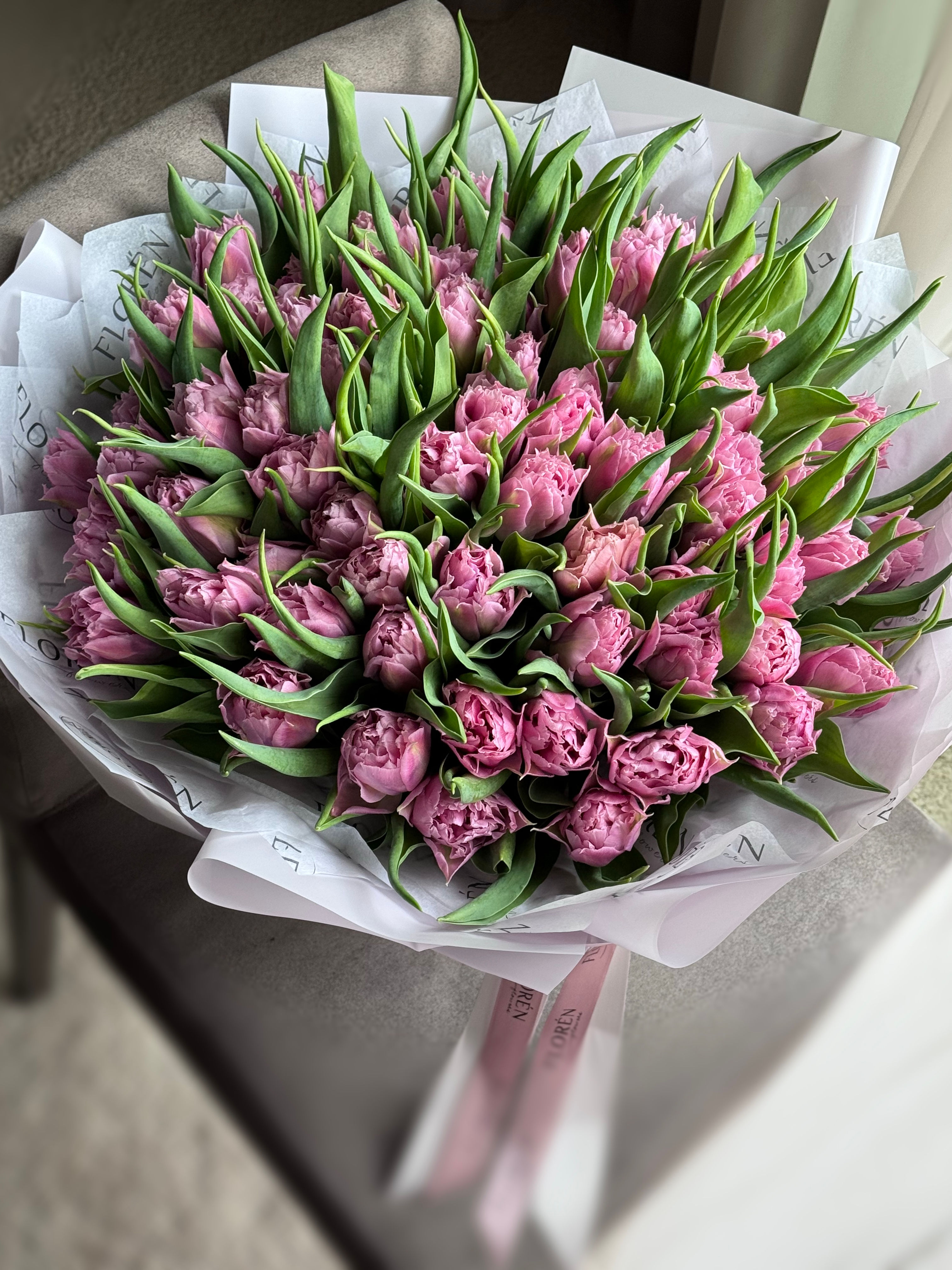 Bouquet "Pink Peony tulips"- pink tulips