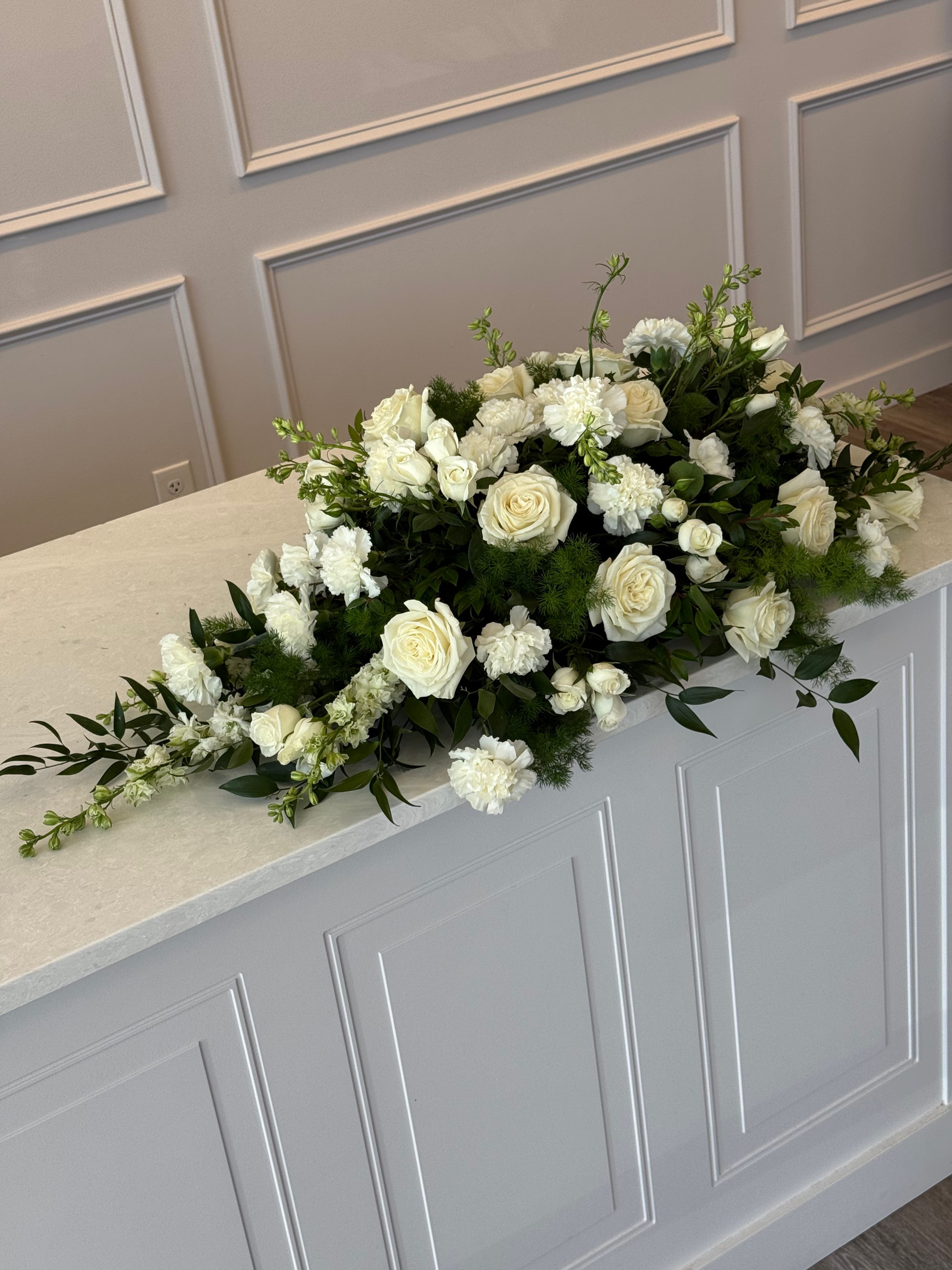 White Casket Spray