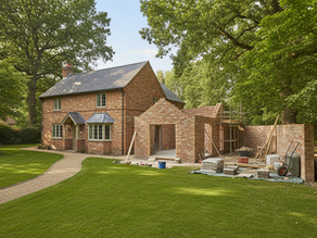A house in the country having an extension built