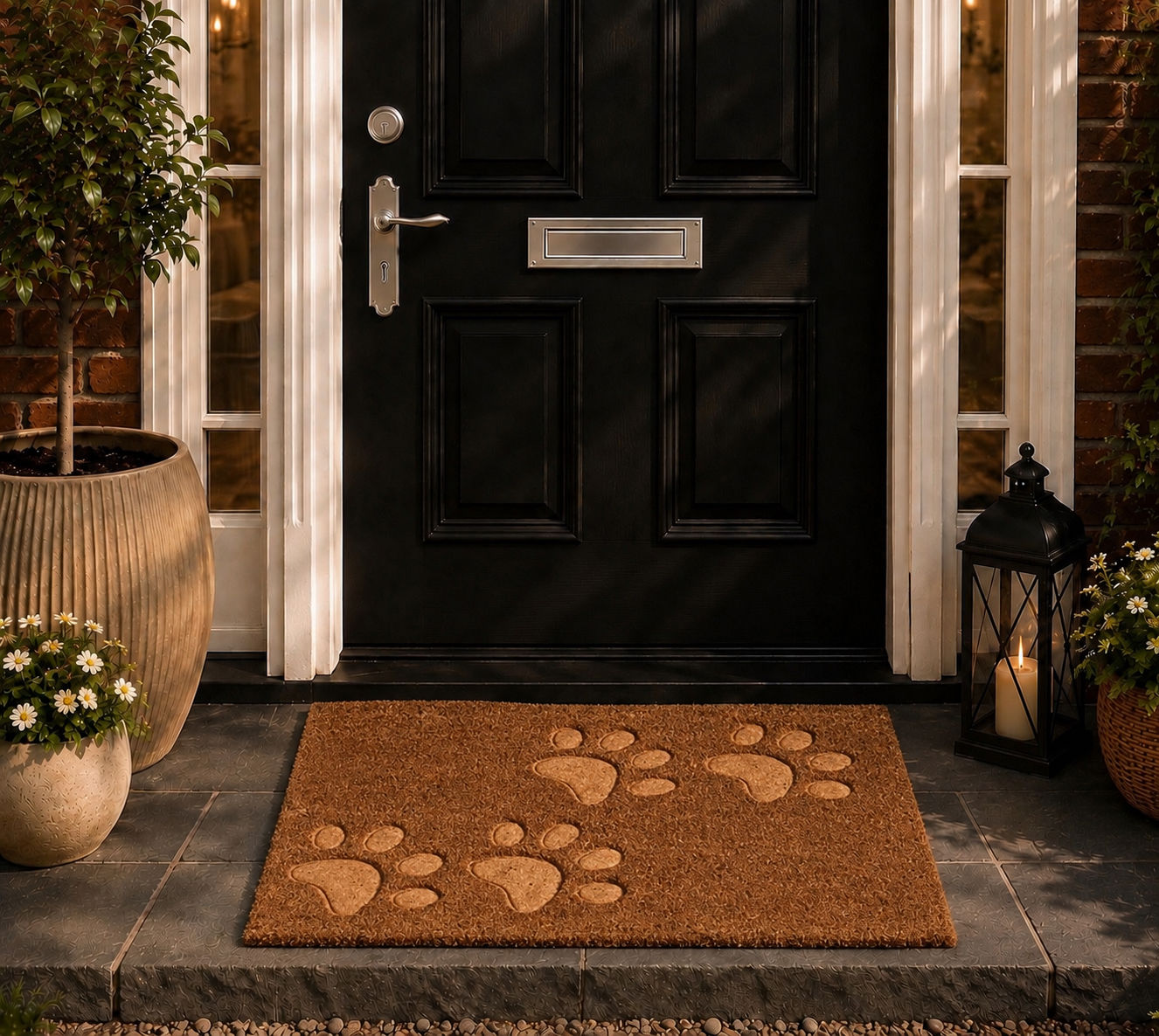 Embossed Paw Print Coir Doormat