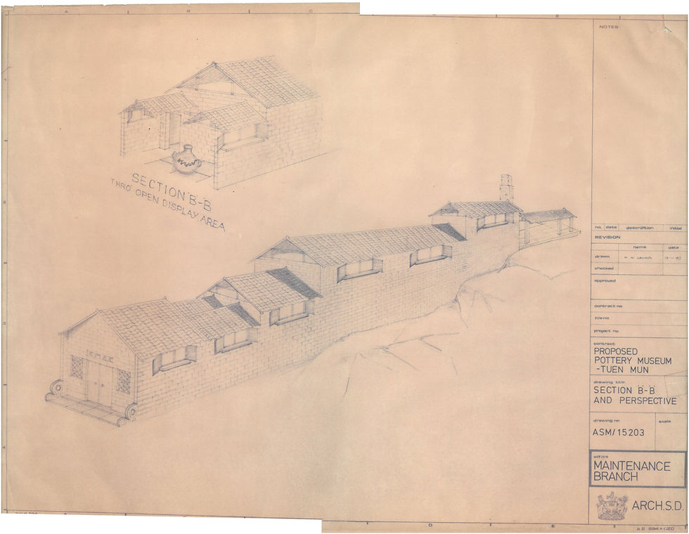 Drawing no. ASM / 15203 on “Proposed Pottery Museum in Tuen Mun” by Architectural Service Department in 13.11.1987