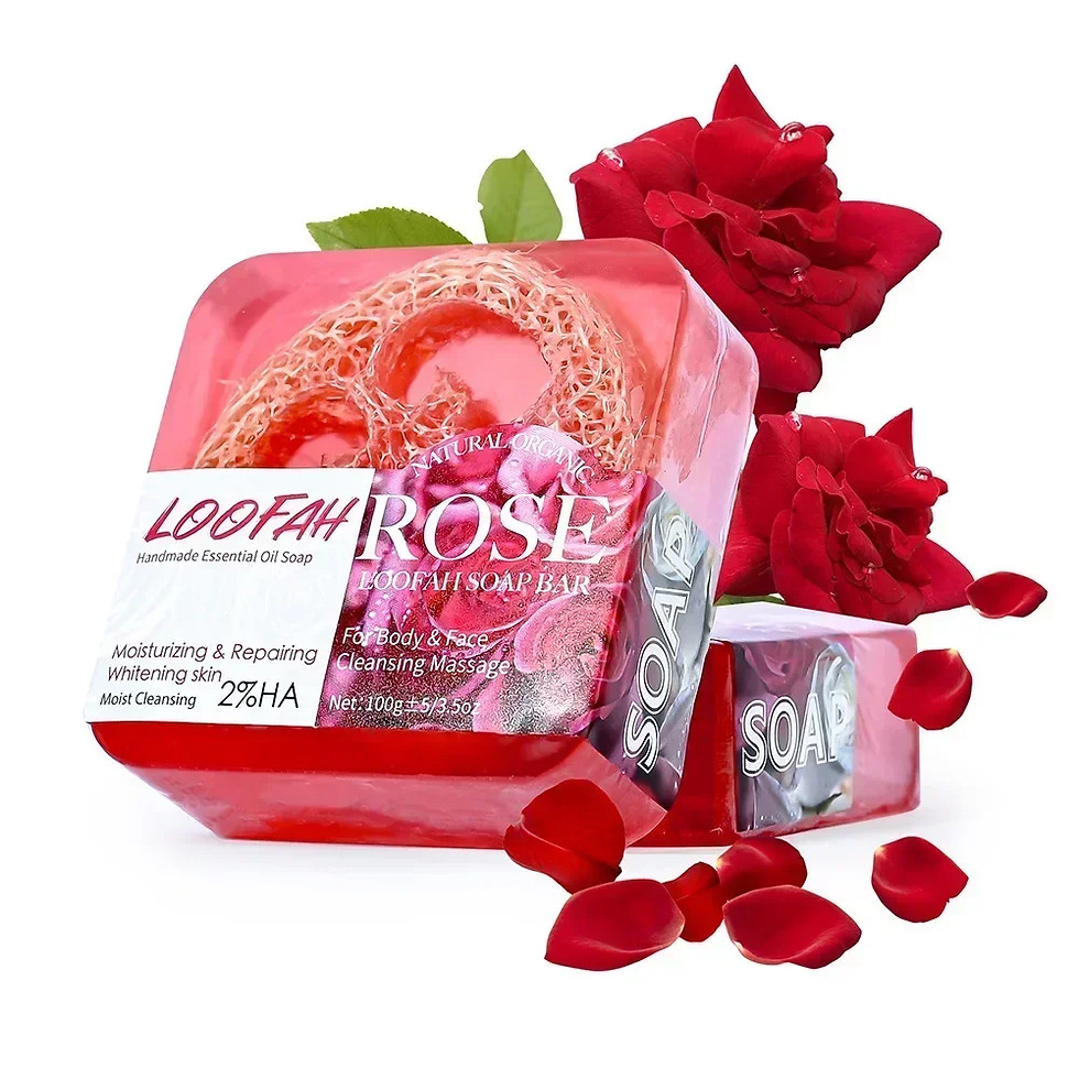 Thumbnail: Handmade Kojic Acid Soap With Loofah 100g Lemon Lavender Rose Turmeric Essential