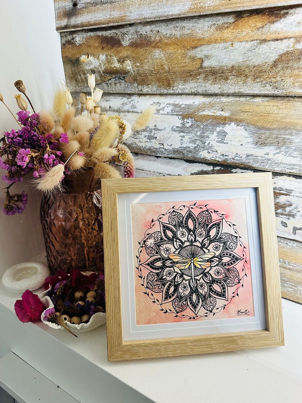 Thumbnail: Dragonfly of Transformation Mandala - Framed Print