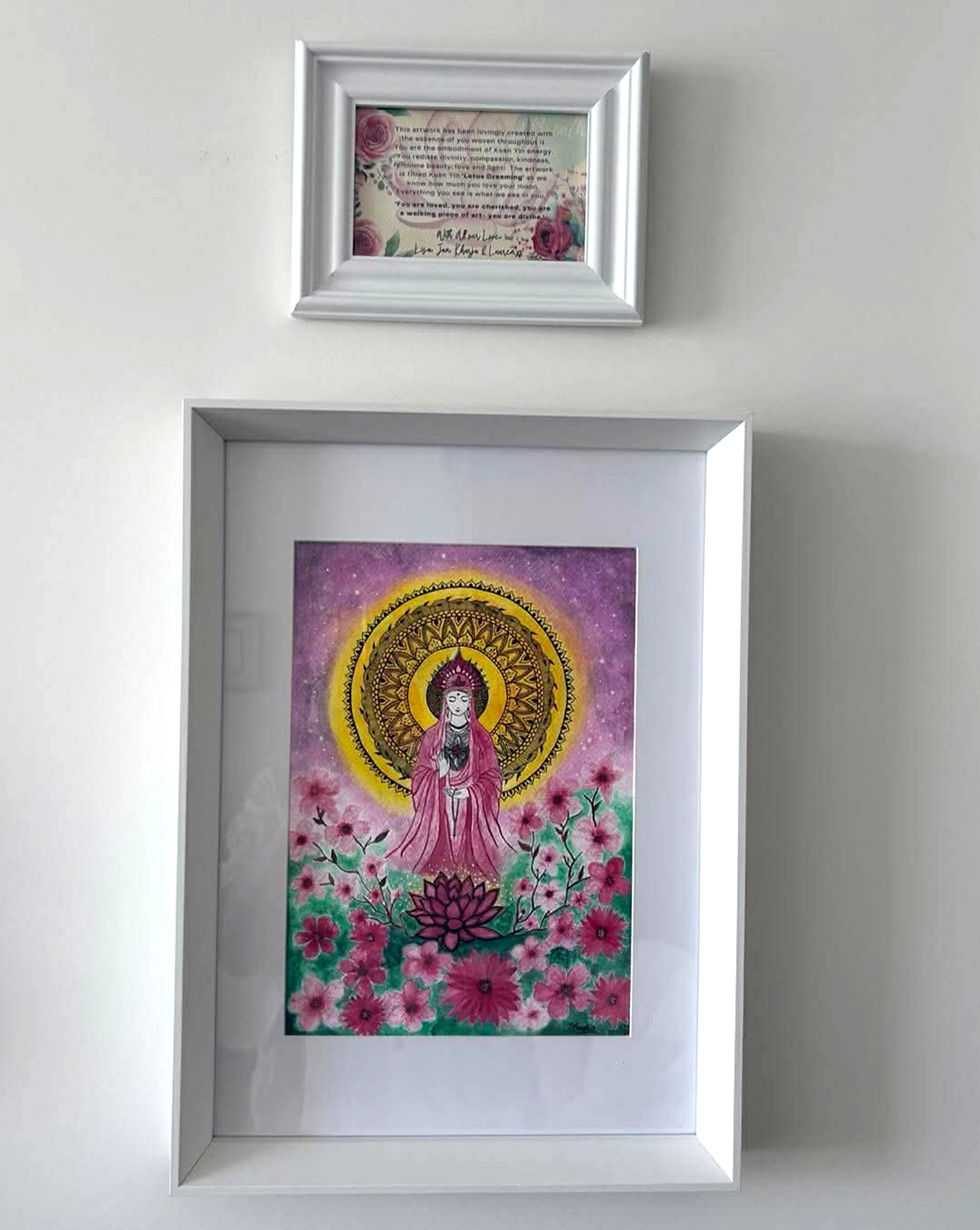 Thumbnail: Framed soul portrait and personalised affirmation card unique spiritual gift for women by Lisa Cooke 7 Breaths