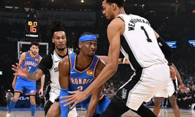 Mahigpit ang bakbakan ng dalawang bida ng semis na sina Victor Wembanyama at Shai Gilgeous-Alexander sa laban ng San Antonio Spurs at OKC Thunder sa NBA playoffs season 