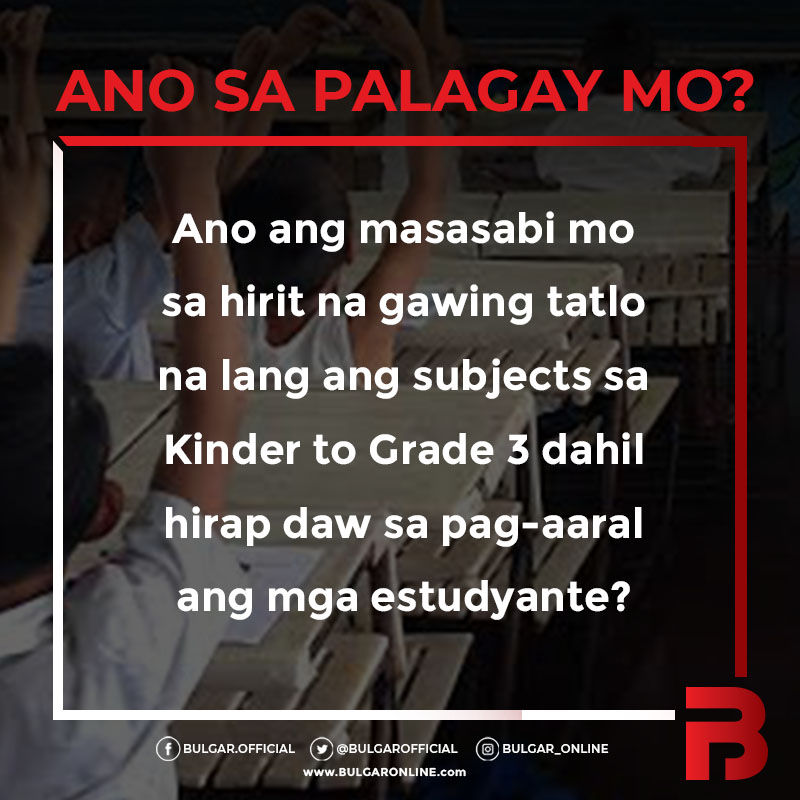ANO SA PALAGAY MO? - Dec. 9, 2019 Gawing 3 na lang subjects sa Kinder - Grade 3
