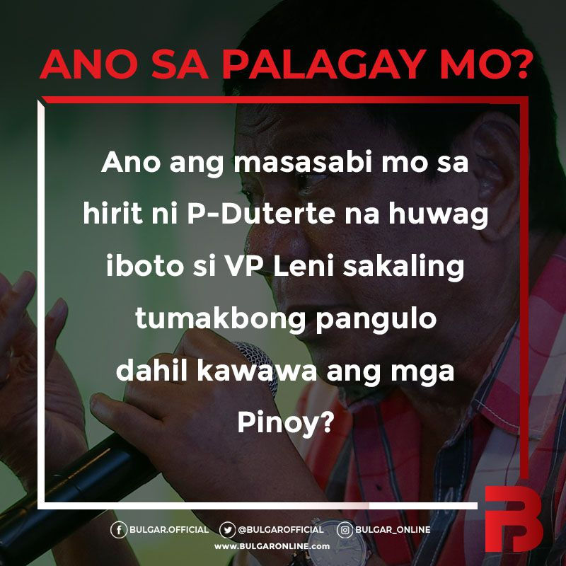 ANO SA PALAGAY MO? - Nov. 2, 2019 VP Leni wag iboto pag tumakbo - P-Digong
