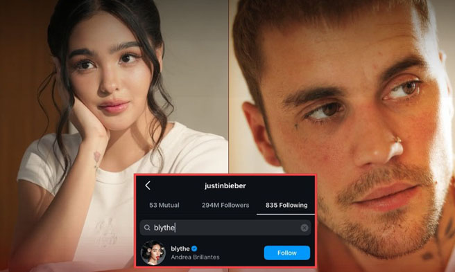 Justin Bieber at Andrea Brillantes - IG