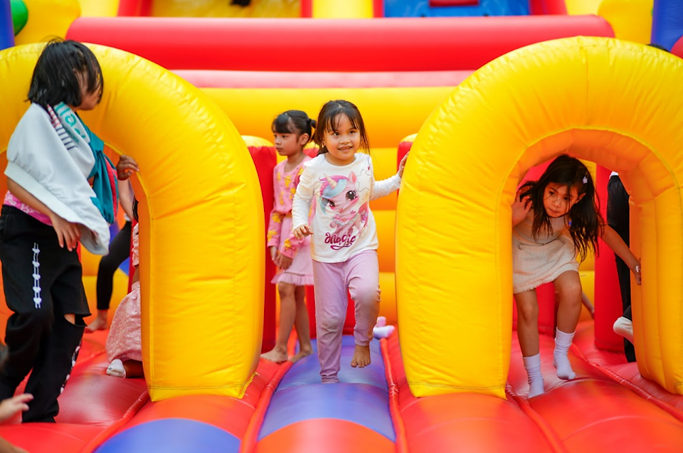Kids enjoyed playing around giant interactive