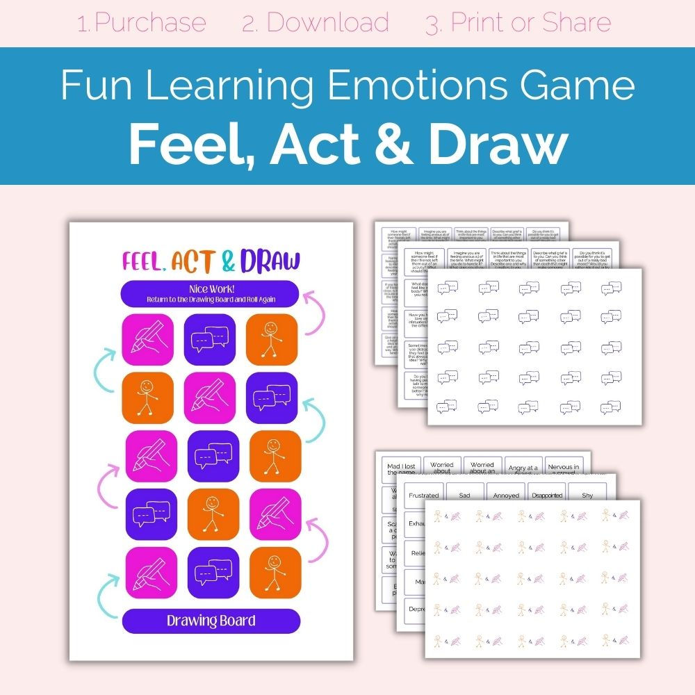 Feel, Act, & Draw | Emotions Game | Therapy Game | Feelings Activity