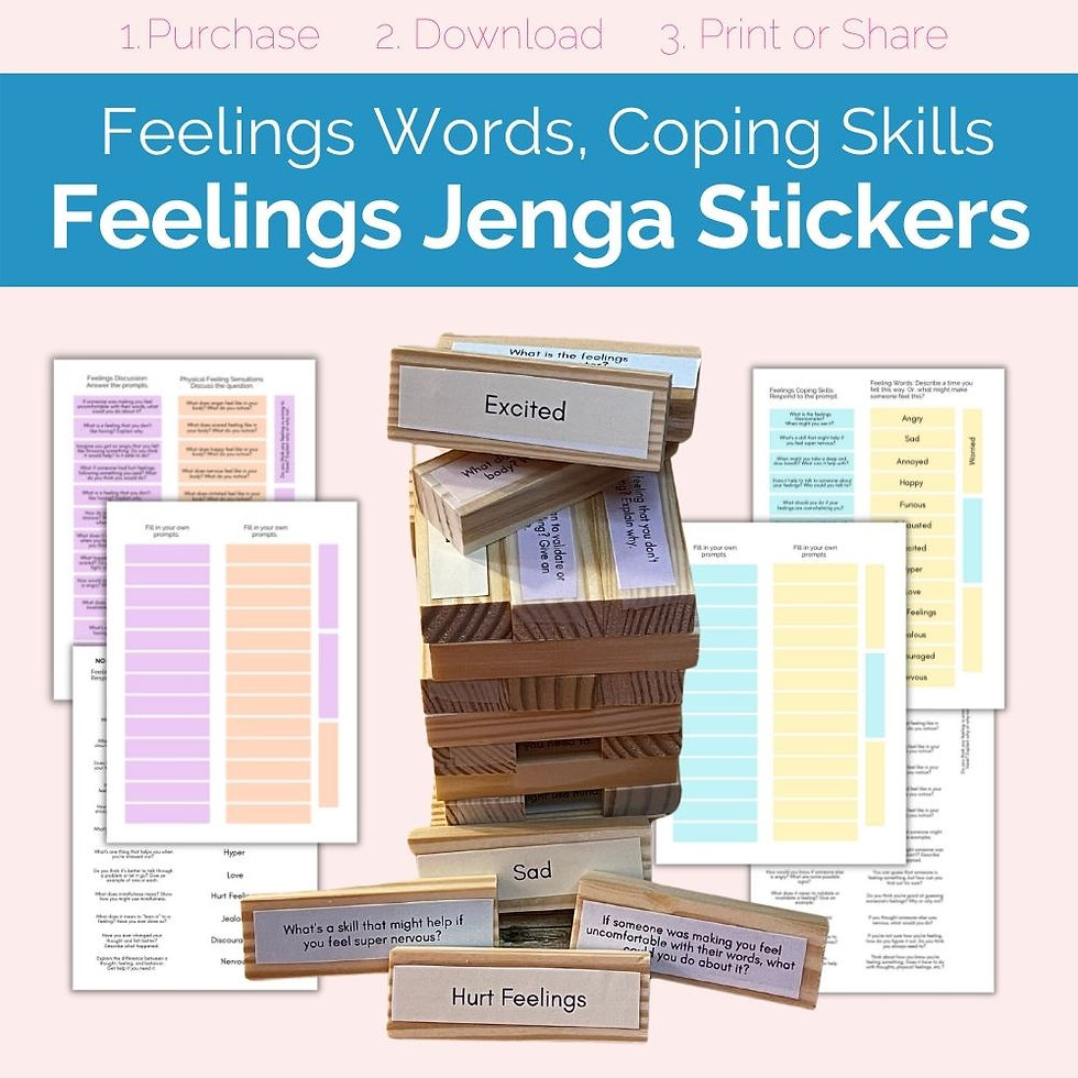 Feelings Jenga Prompt Stickers, Feelings Game