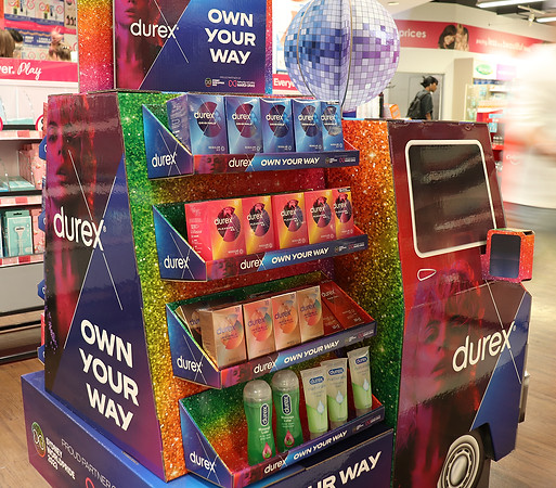 Durex Mardi Gras World Pride parade float floor display designed and produced by Semcom