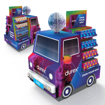 Durex Mardis Gras Promotion Spectacular POS Floor Display Giant Cardboard Car Truck Display