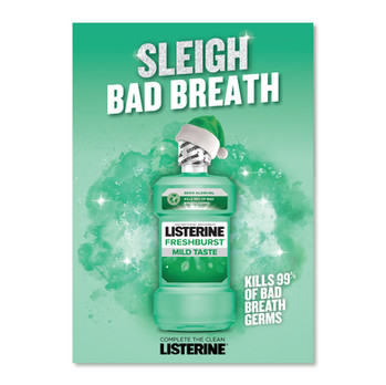 Semcom High Impact cut through Graphic Design key visual creation for Listerine Mouthwash Poster and POS Display Materials