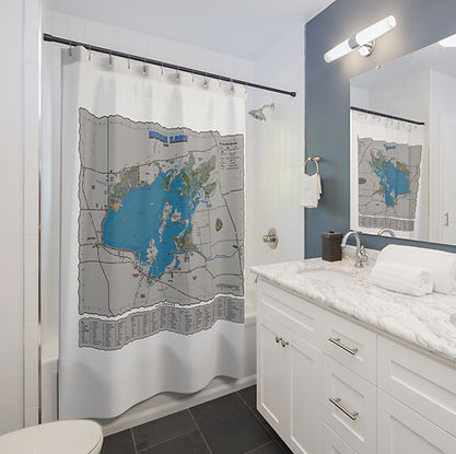 Shower Curtain Thumb Nail Lake Map Grey