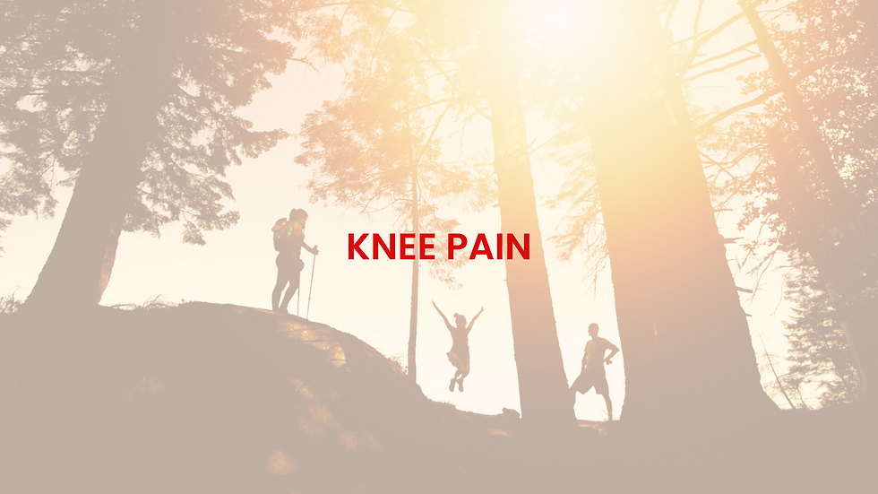 People hiking and jumping with the words knee pain over the picture