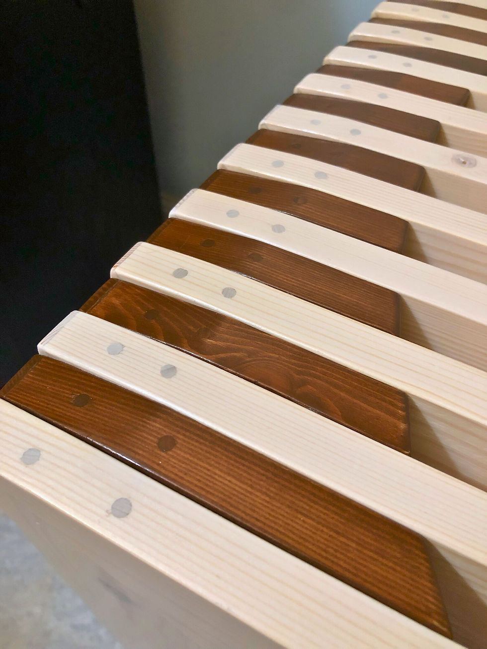 Thumbnail: Scandinavian design with alternating white and brown finish close up of end design