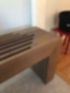 Thumbnail: Teak slat bench right end angle view