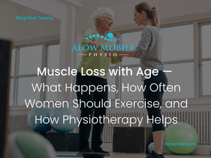 Older woman doing balance training with a mobile physiotherapist in Vancouver — supporting strength and stability through in-home physiotherapy.