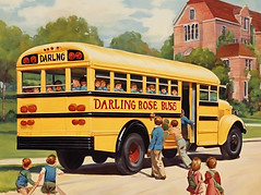 school bus with children getting in