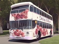 image of a modern bus at a wedding