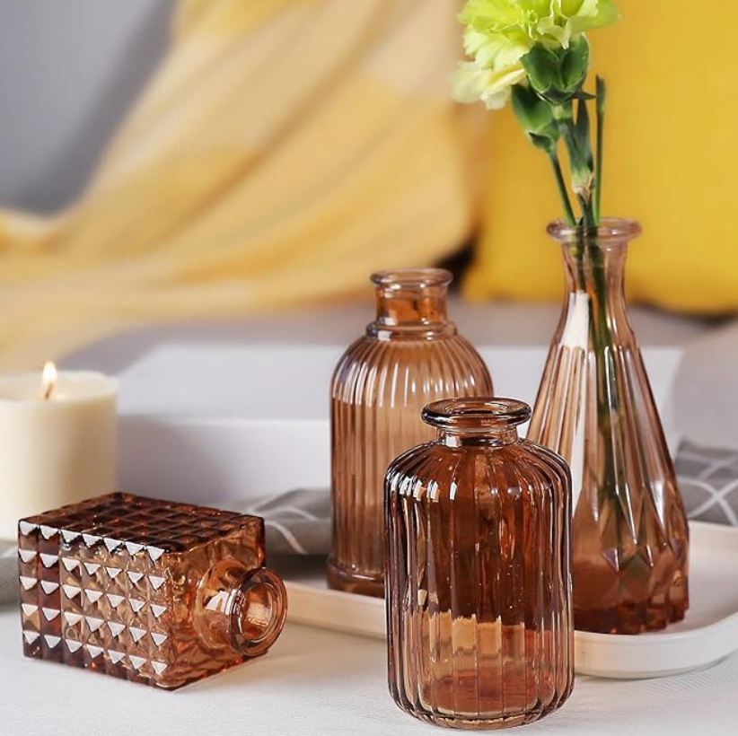 Thumbnail: Assorted Amber Glass Bud Vases - $1.00/ea