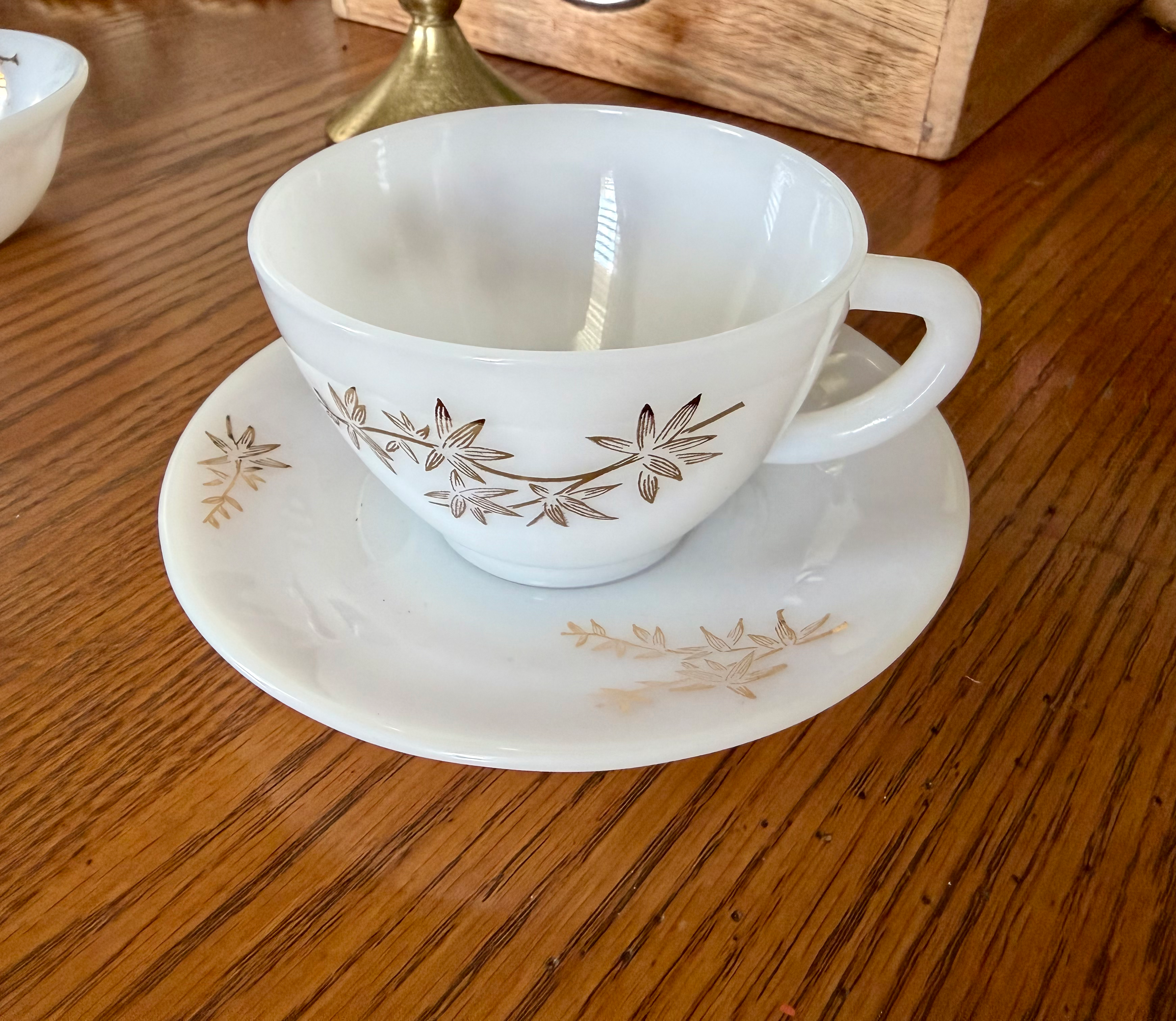 Gold and White Tea Cup & Saucer - $1.25/ea