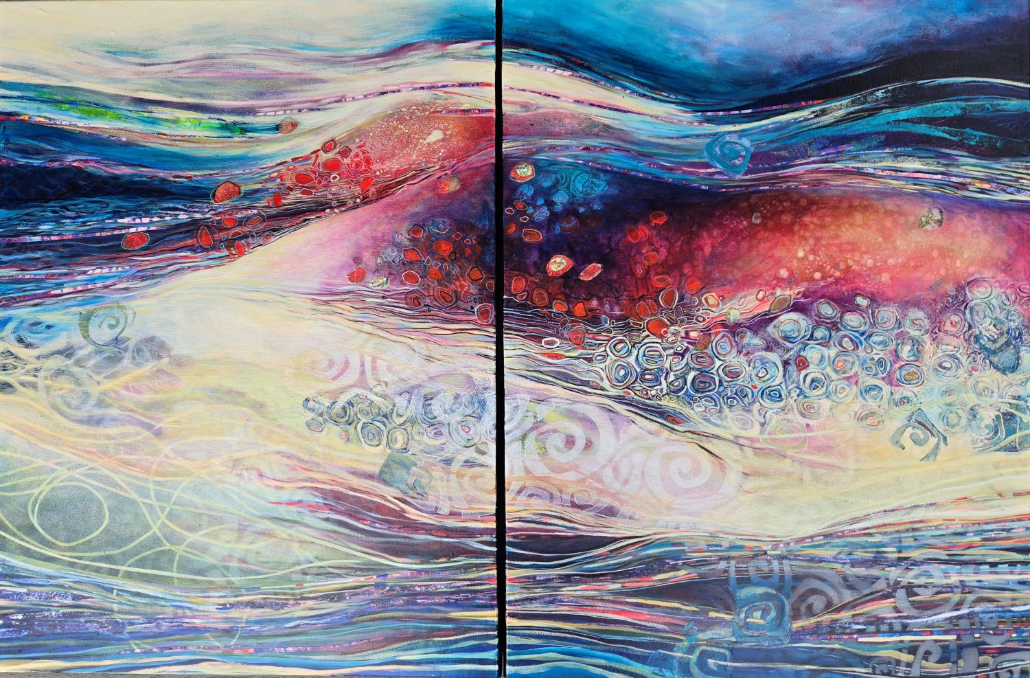 Art abstrait contemporain «Traversée et dialogue»Nathalie Godard artiste peintre Canada