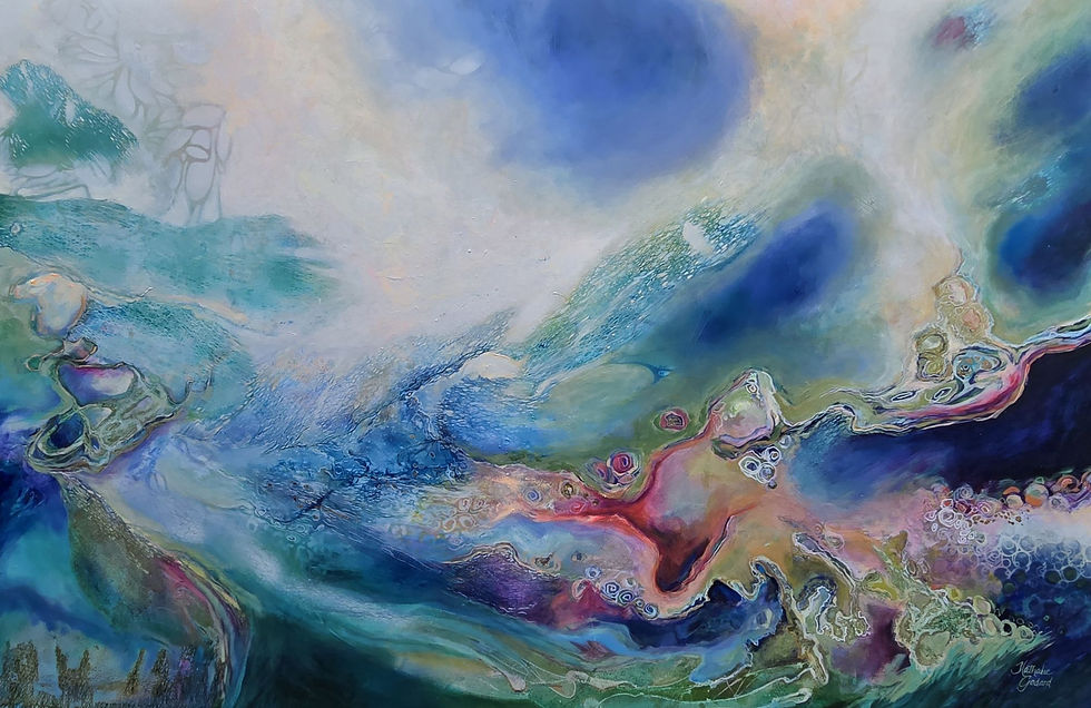 Art abstrait « Les naiades» Nathalie Godard artiste peintre Canada