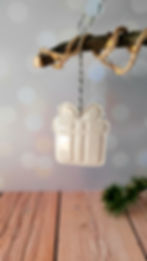 Suspensions de Noël en céramique blanche, faites main,