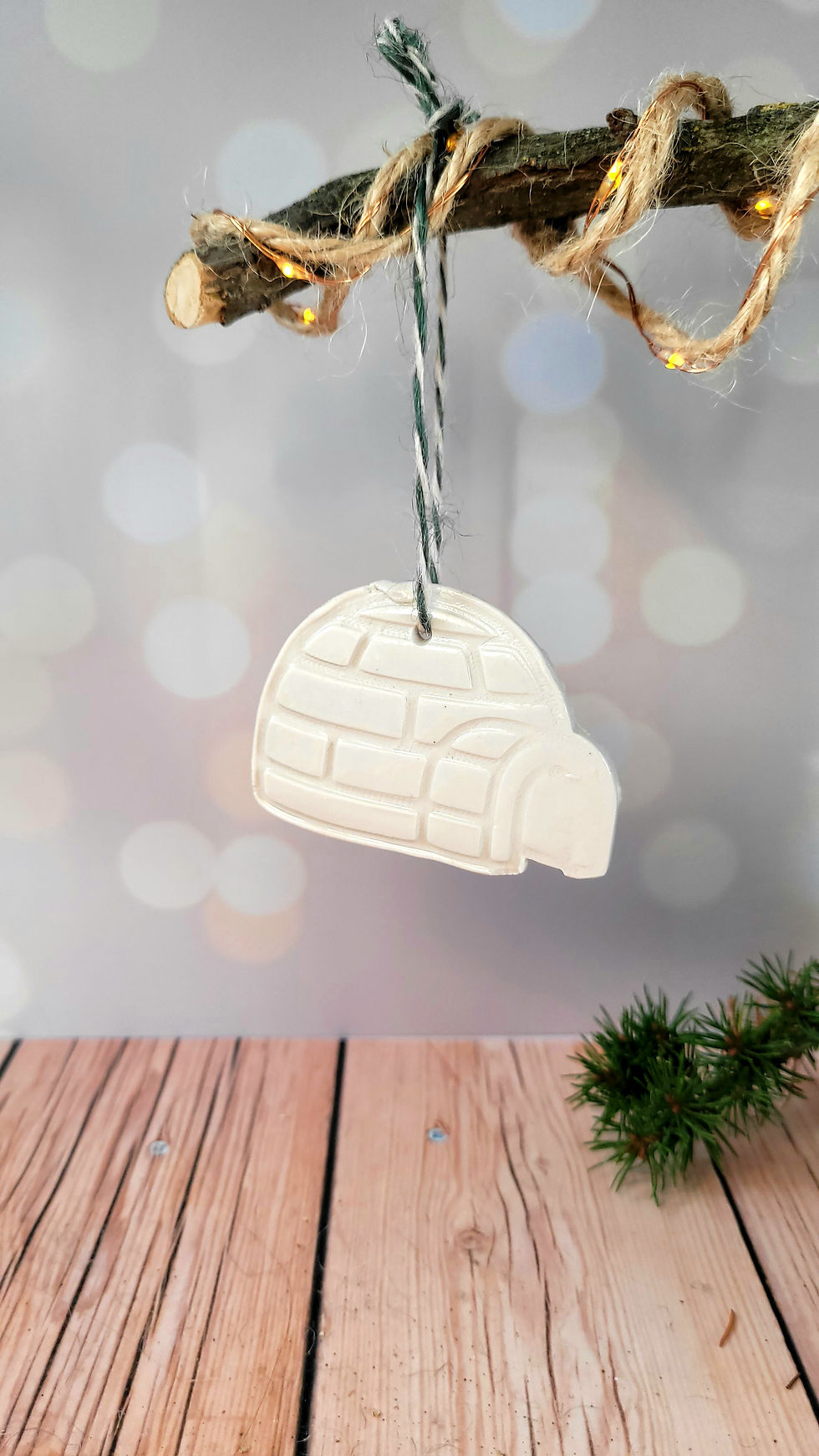 Miniature : Suspensions de Noël en céramique blanche, faites main