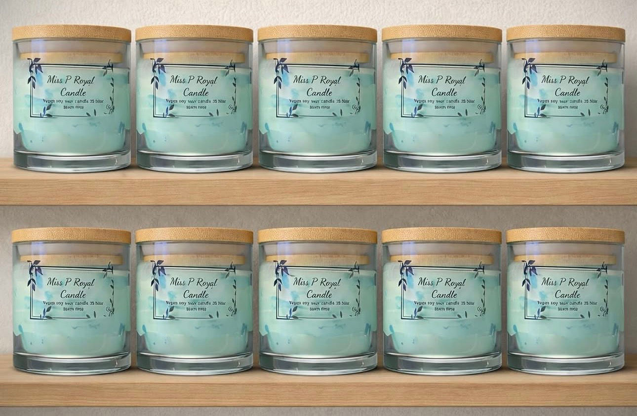 Miss P ROYAL  Blu soy wax candle set X 10 individual candles 