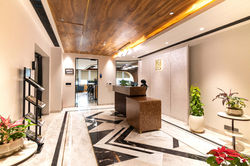 Subtly opulent Reception area by Stonehenge Designs