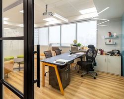 Chic and modern clean lines for Director room of a corporate office in Gurugram