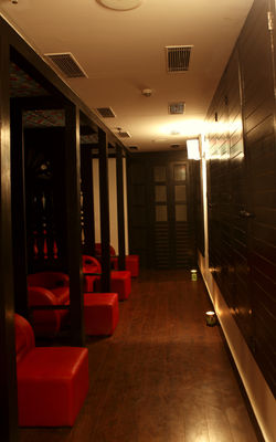 Foot massage area of a oriental themed spa