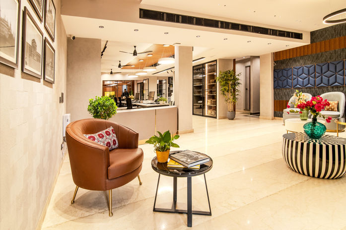 Luxurious law office with wide and happy waiting area in Gurgaon
