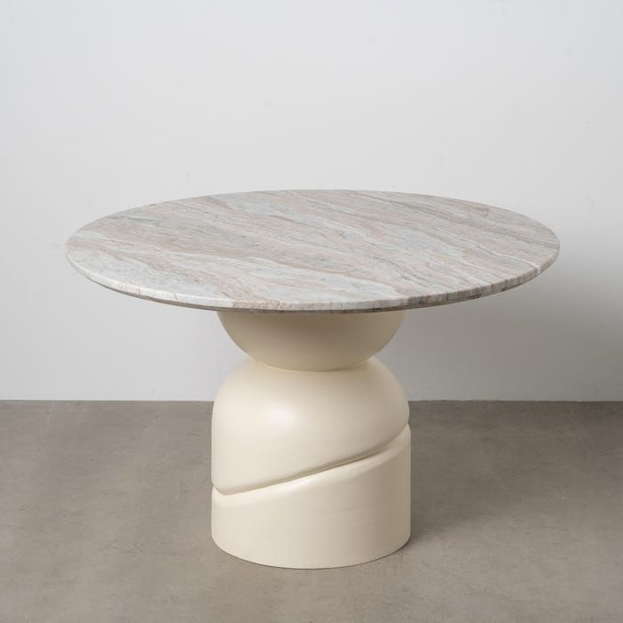 Miniatura: MESA DE JANTAR MÁRMORE/MADEIRA BRANCO