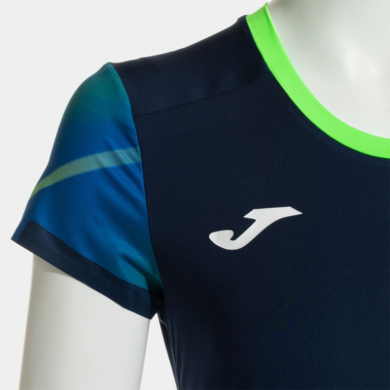 Miniatura: Vista detalle camiseta de Manga Corta Joma Elite X en color marino y verde