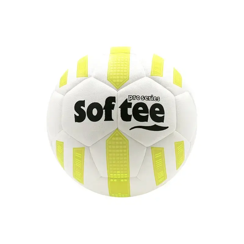 Miniatura: Vista frontal balón fútbol 11 marca Softee Max en color amarillo