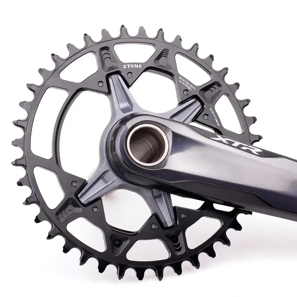 vista de la biela Shimano y Plato Redondo MTB Stone 100BCD