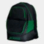 Vista frontal mochila marca Joma modelo diamond II bicolor negro y verde