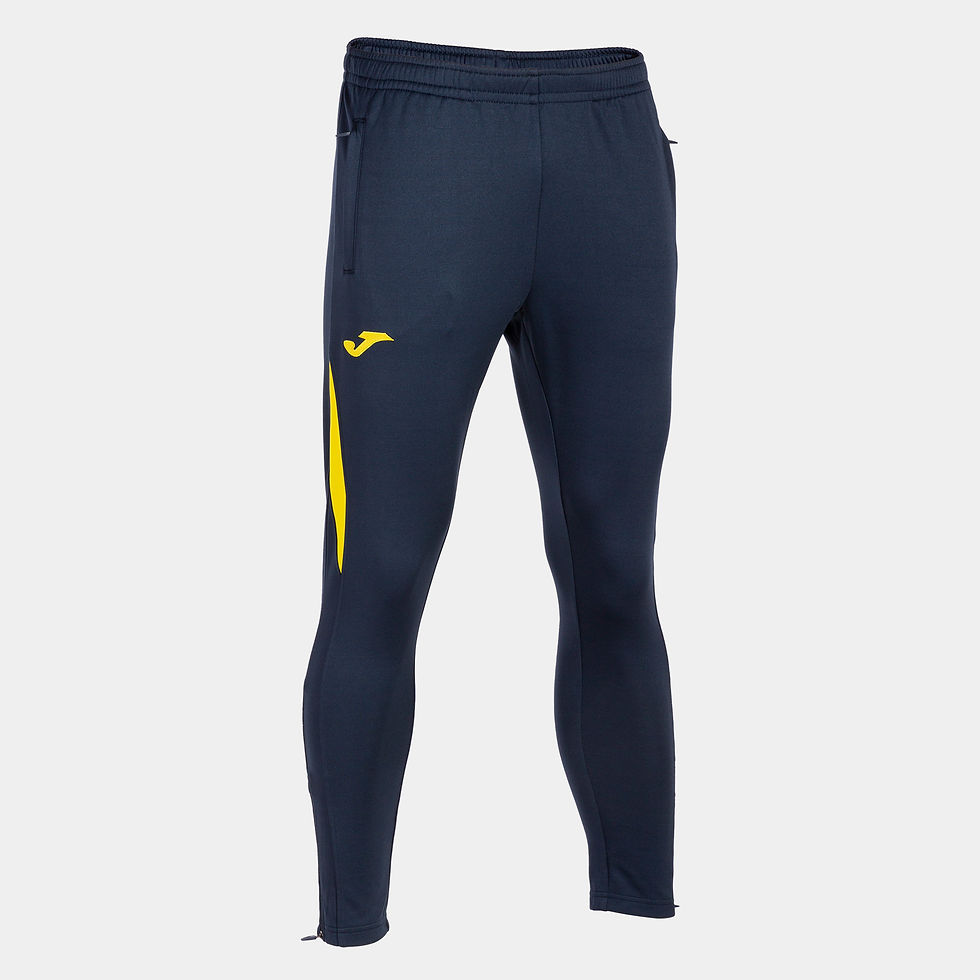 Miniatura: Vista frontal pantalón largo marca Joma modelo championship vii color marino y amarillo