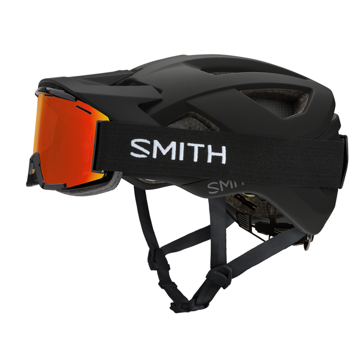 Miniatura: Vista lateral con gafas casco ciclismo Smith Session MIPS en color negro mate