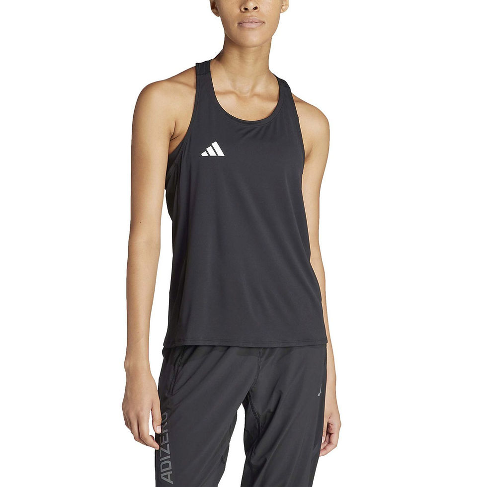 Miniatura: Vista frontal modelo camiseta de tirantes Adidas Adizero  en color negro
