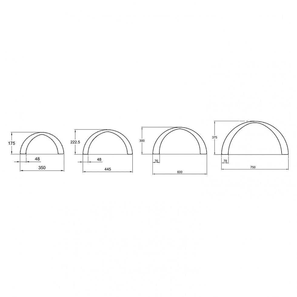 Miniatura: Vista lateral plano de semiesferas gigantes de equilibrio de la marca Amaya