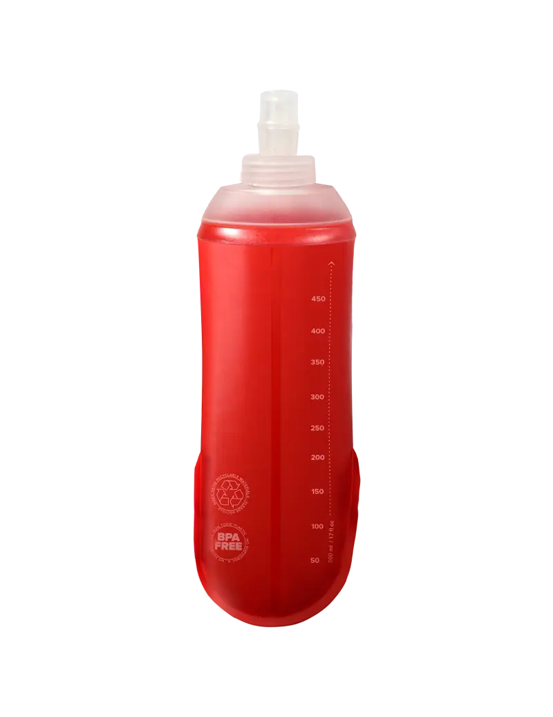 Miniatura: Vista trasera botella Compressport ErgoFlask 500ml en color rojo