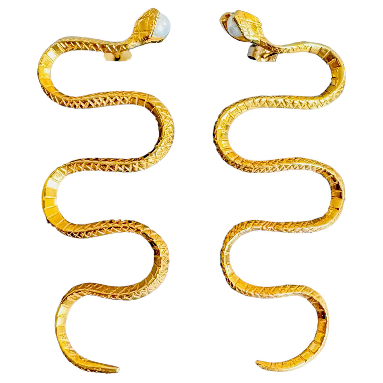 INCA SNAKE EARRINGS | Brass Gold
