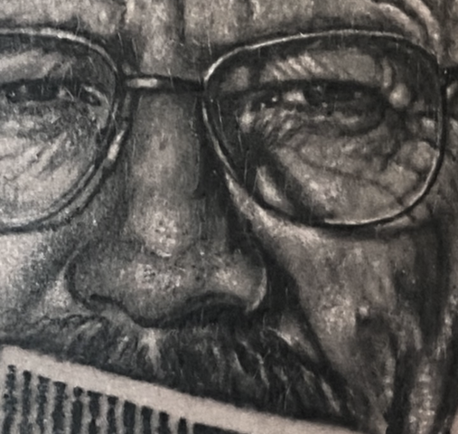 Tatuaje realista de Breaking Bad, realizado por Manu López en ARS ETERNA, Sevilla Este