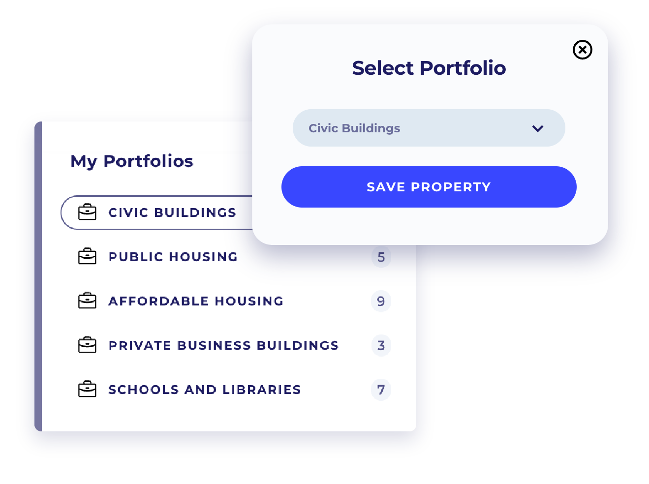 Property Atlas save properties into portfolios