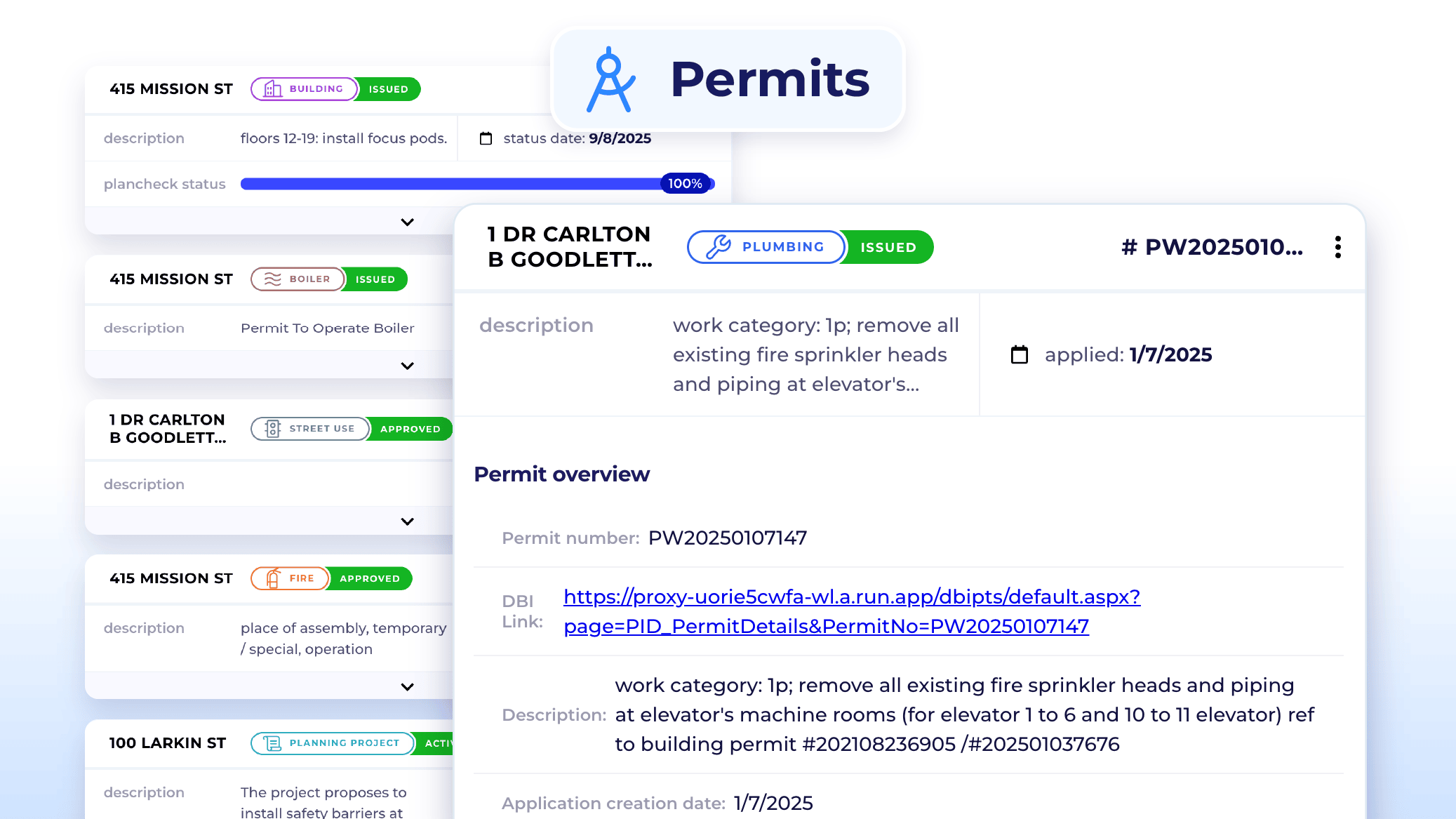 Permit Tracking tool screenshot on Property Atlas